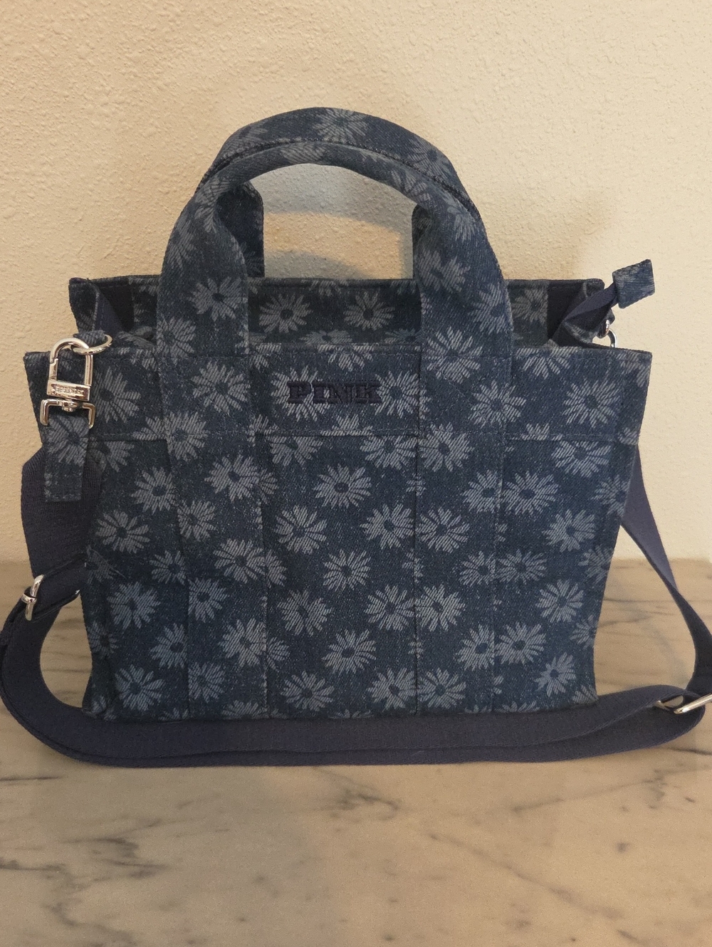 Victoria's Secret Pink Denim Daisy Tote